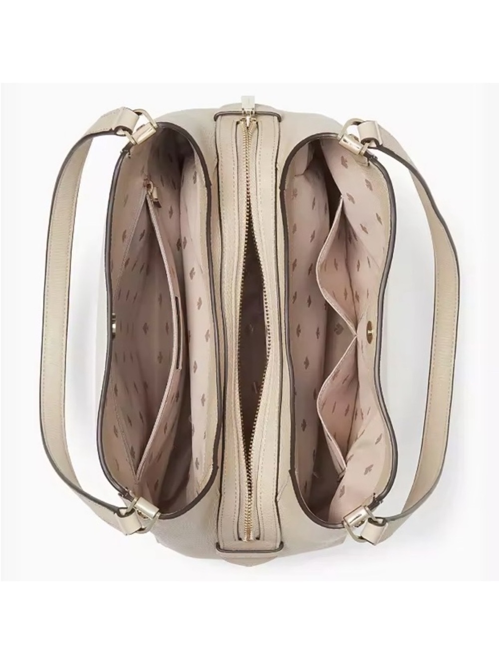 kate spade Two-Tone Pebbled Leather Shoulder Bag in White and Cream - Picture 3 of 3